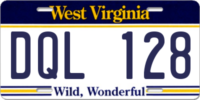 WV license plate DQL128