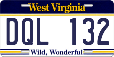 WV license plate DQL132