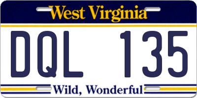 WV license plate DQL135