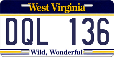 WV license plate DQL136