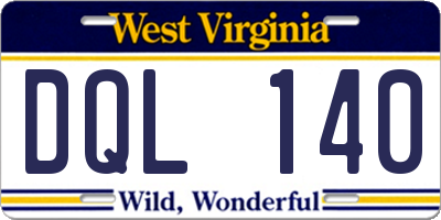 WV license plate DQL140