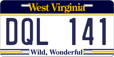 WV license plate DQL141