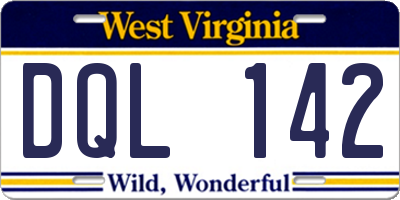 WV license plate DQL142