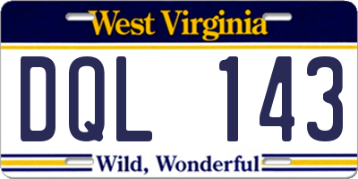 WV license plate DQL143