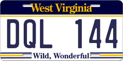 WV license plate DQL144