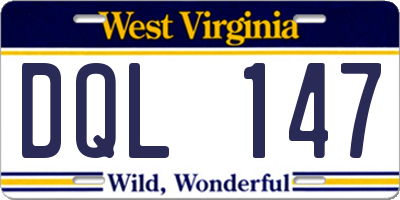 WV license plate DQL147