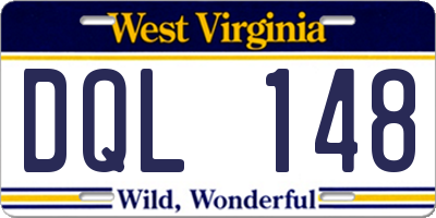 WV license plate DQL148