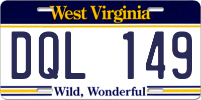 WV license plate DQL149