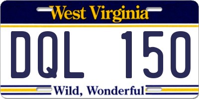WV license plate DQL150
