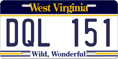 WV license plate DQL151
