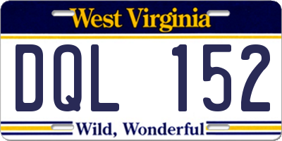 WV license plate DQL152