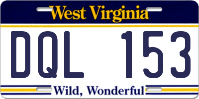 WV license plate DQL153
