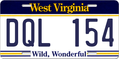WV license plate DQL154