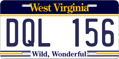 WV license plate DQL156