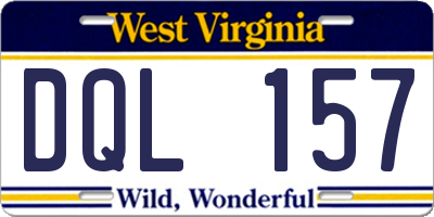 WV license plate DQL157