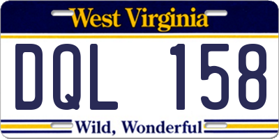 WV license plate DQL158