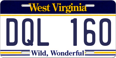 WV license plate DQL160