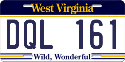 WV license plate DQL161