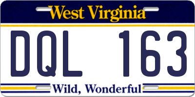 WV license plate DQL163