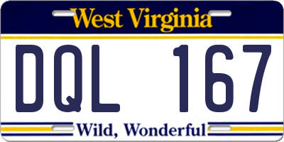 WV license plate DQL167