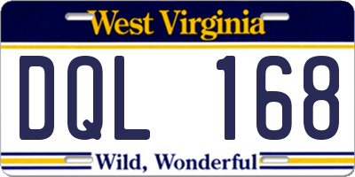 WV license plate DQL168