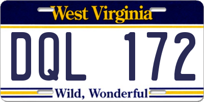 WV license plate DQL172