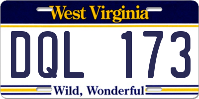 WV license plate DQL173