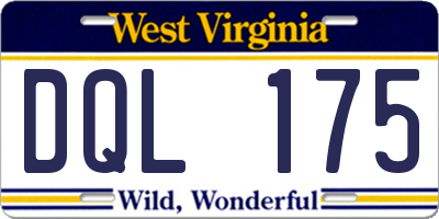 WV license plate DQL175