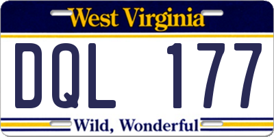 WV license plate DQL177