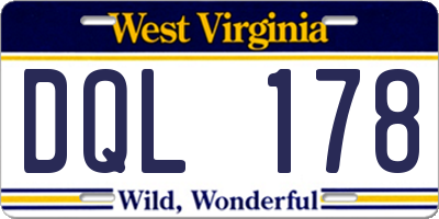WV license plate DQL178
