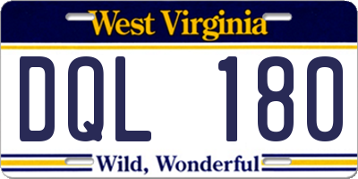 WV license plate DQL180