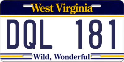 WV license plate DQL181