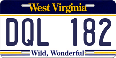 WV license plate DQL182