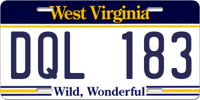 WV license plate DQL183