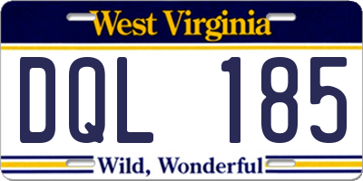 WV license plate DQL185