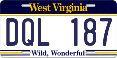 WV license plate DQL187