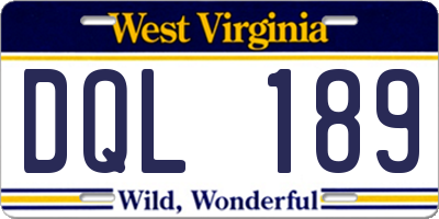 WV license plate DQL189