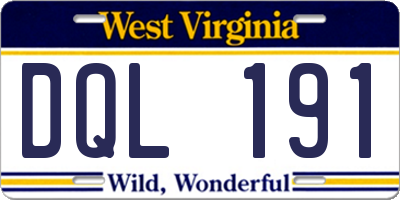 WV license plate DQL191