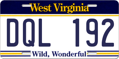 WV license plate DQL192