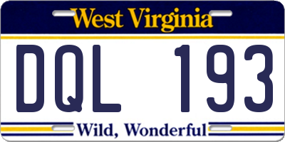 WV license plate DQL193