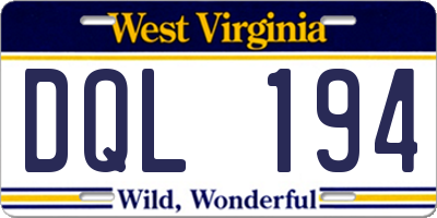 WV license plate DQL194
