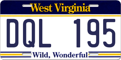WV license plate DQL195
