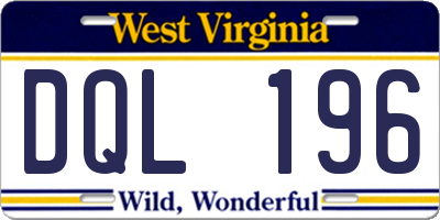 WV license plate DQL196