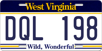 WV license plate DQL198