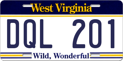 WV license plate DQL201