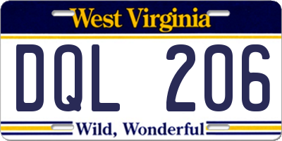 WV license plate DQL206