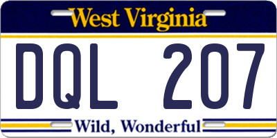 WV license plate DQL207