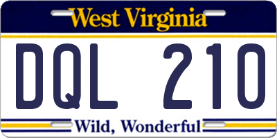 WV license plate DQL210