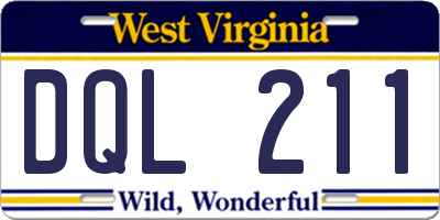 WV license plate DQL211