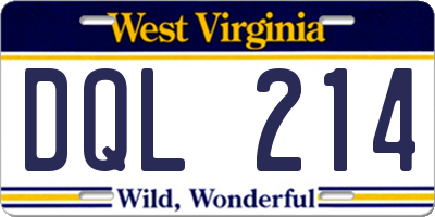 WV license plate DQL214